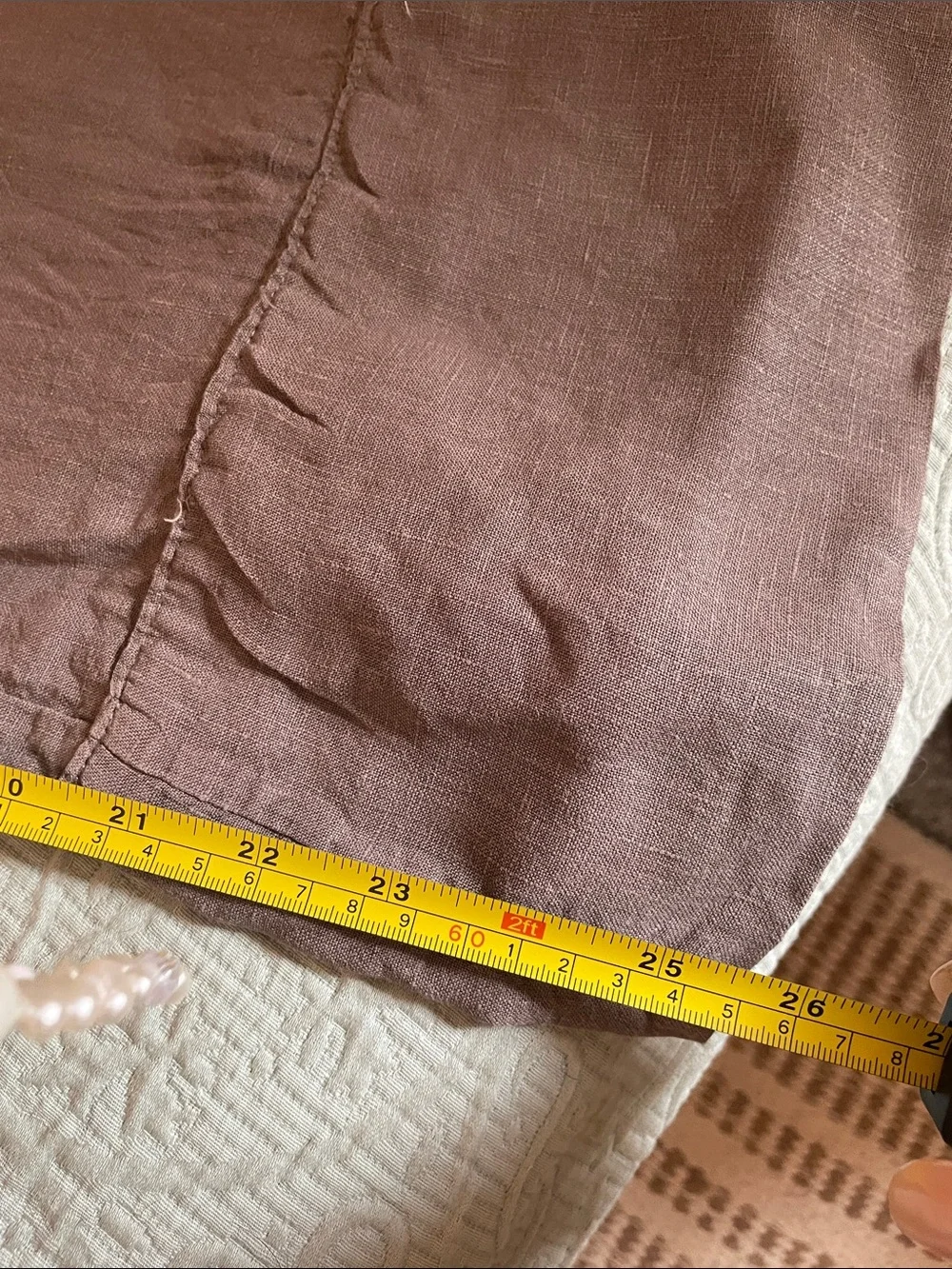 Zara Wide-Leg Linen-Blend Pants in Mauve Brown
